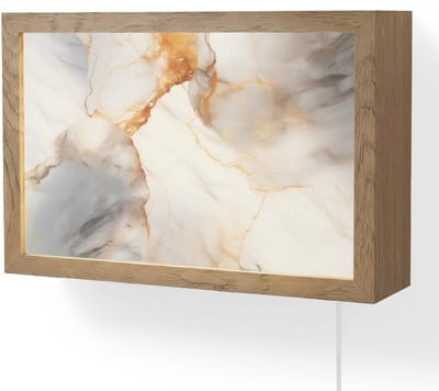 Wandlamp 30x20 cm - Oplaadbaar - Marmer - Grijs - Goud - Wandlampen binnen woonkamer - Slaapkamer lamp met kabel - Decoratieve nachtlamp - Vloerlamp snoer