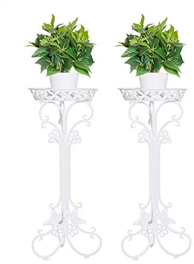 Plantenrek voor buiten en binnen - set van 2 metalen bloemrekken voor decoratieve potten