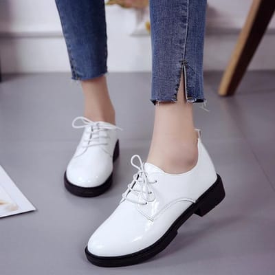 Mode Lente Herfst Flats Vrouw Loafers Schoenen Femme Nieuwe Lakleren Schoenen Vrouw Casual Dames Flats 35 gray