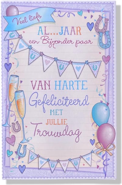 ... jaar Getrouwd! Luxe invulhuwelijk wenskaart ... jarig jubilieum - 12x17cm - Gevouwen kaart inclusief envelop - Huwelijkskaart