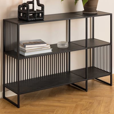 Boekenkast Zwart Metaal - Open kast - 120x35x83cm - Diego - Giga Living