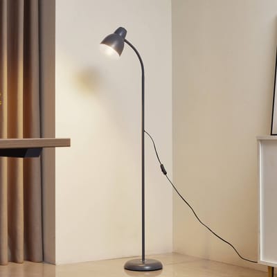 Lindby - vloerlamp - 1licht - Ijzer - H: 150 cm - E27 - grijs