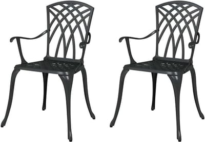 Tuinstoel 2-delig - Terrasstoel buiten - Buitenontspanning - Vintage aluminium design - 53 x 51 x 885 cm - Zwart