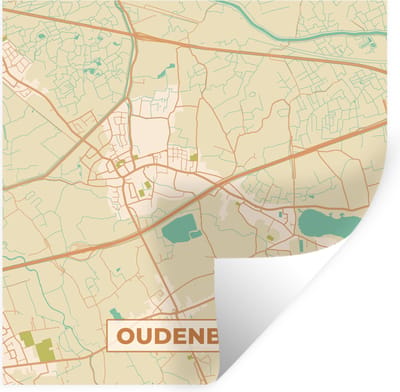 Muurstickers - Sticker Folie - Plattegrond - Stadskaart - Kaart - Vintage - Oudenburg - 100x100 cm - Plakfolie - Muurstickers Kinderkamer - Zelfklevend Behang XXL - Zelfklevend behangpapier - Stickerfolie