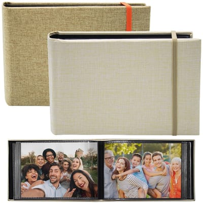 Dailygoods- Fotoalbum 2-pack - Insteekalbum 10x15 cm - Linnen Cover - 200 Foto's - Ideaal voor Reizen/Bruiloften - Perfect voor Herinneringen