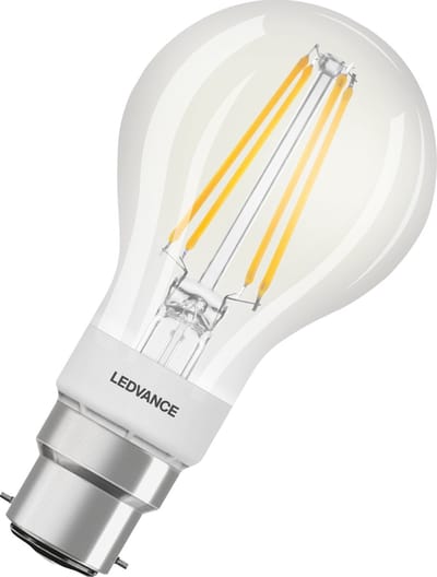 LEDVANCE SMART LED-lamp met Bluetooth-technologie, Base B22D, Dimbaar, Warm Wit (27--K), Vervangt gloeilamp met 6-W, bestuurbaar met Google, Alexa en Apple HomeKit, Smart + BT Filament DIM, 1ER PACK