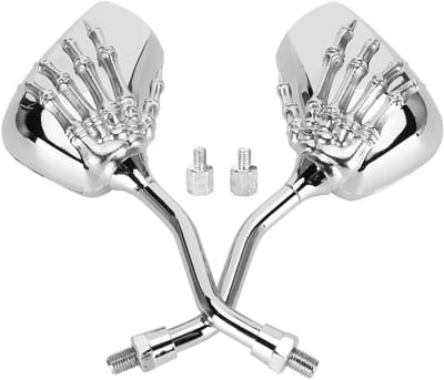 Allecto - Achteruitkijkspiegels - Chrome Stuurspiegels - Skelet Design - Motorfietsaccessoires - 2 Stuks - Hoogwaardige Kwaliteit - Geschikt voor M..