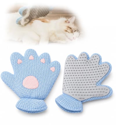 Verzorgingshandschoen voor Honden en Katten – Siliconen Borstelhandschoen – Verwijdert Losse Haren – Dubbelzijdig – Voor Alle Vachttypes – Rechterhand - Blauw - 1 Stuk