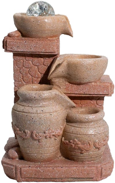 Tafelwaterornament - 19x14x27cm - Waterval in potten in mediterrane stijl