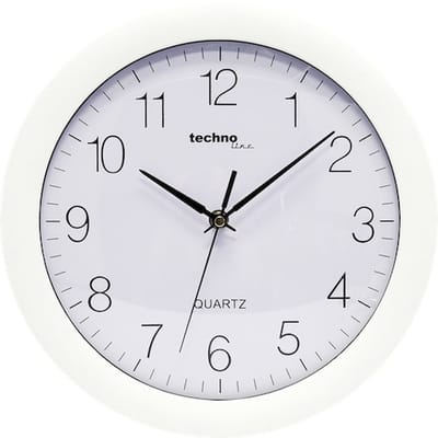 Technoline WT 7000 WHITE - Wandklok - Analoog - Rond - Kunststof Raam - Kwarts - Cijfers - Wit