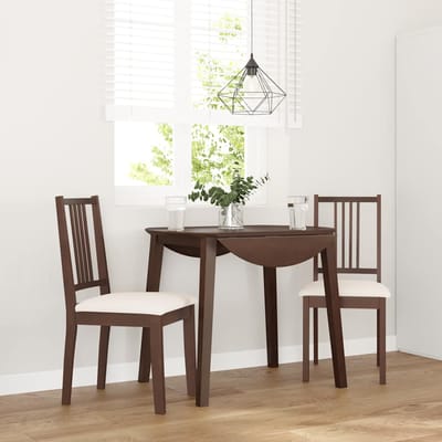 vidaXL - Eetkamerstoelen - met - kussens - 2 - st - massief - hout - rubber - bruin