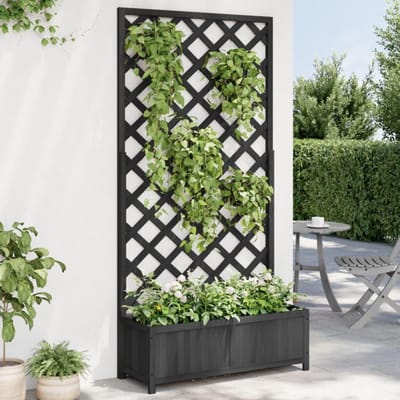 SVN® Plantenbak met Klimrek - Plantentrap - Plantenrek - Plantenstandaard - Zwart - 90cm x 35cm x 30cm