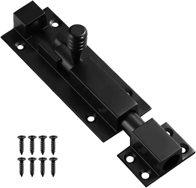 Zware 4 Inch Deurslot met Schuifbout voor Verhoogde Veiligheid van Deuren en Ramen, Zwart