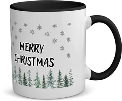 Akyol - kerst merry christmas kerstbomen koffiemok - theemok - zwart - Kerstmis - kerst beker - winter - kerst - christmas - kerst cadeau - 350 ML inhoud