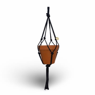 Minimalistische Plantenhanger - Kies kleur en lengte - Zwart - 50 cm lang - Katoenkoord - Geschikt voor Pot met Diameter van c.a. 10 cm - Handgemaakt in ons Macramé Atelier - Prijs per Stuk - Let op: Exclusief Pot - Inclusief Verzendkosten