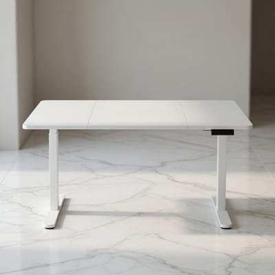 Elektrisch Zit-Sta Bureau 140x70 cm met Geheugenfunctie, Ergonomisch Verstelbaar Bureau met Stil Motor Systeem, Gaming & Thuiswerk Tafel – Modern Wit | Mobili Bella