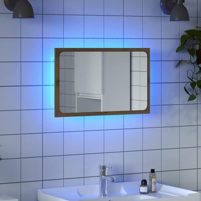 vidaXL - Badkamerspiegel - met - LED - 60x8,5x38 - cm - artisanaal - eikenkleurig
