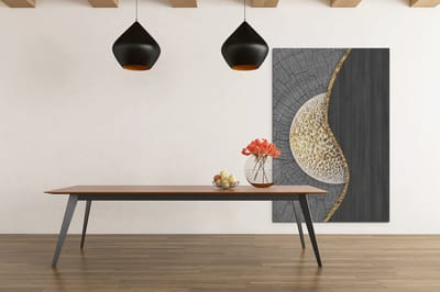 Canvas Schilderij Abstract - Grijs - Goud - Schilderij print op canvas - Modern - 60x40x2 cm
