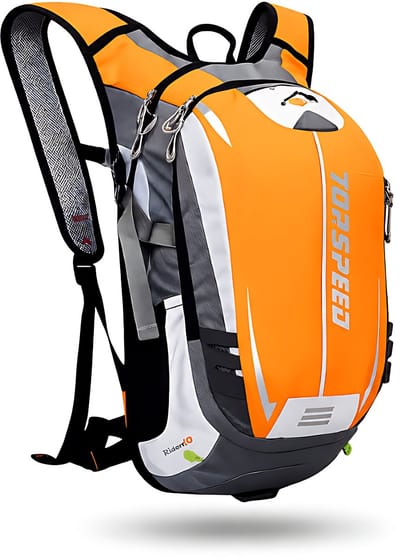 CarryQuest® - 18L Hydratatie Rugzak Zonder Waterzak - Waterafstotende Nylon Fietsrugzak met Reflecterende Strepen, Fluit, Flessenhouders & Rugventilatie - 45x24x15 cm - Geel