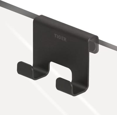 Tiger Caddy - Douchehaak - Glaspaneel dikte 6-8 mm - 3,5 x 7 x 5 cm - Zwart