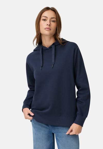 camel active Capuchontrui gemaakt van puur katoen - Maat womenswear-XL - Middernachtblauw