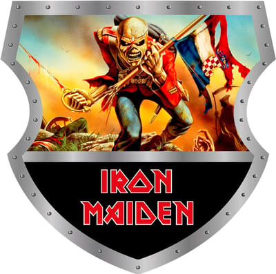 Signs USA - Muziek schild - boven recht - met Logo onder - Iron Maiden - 40 x 40 cm