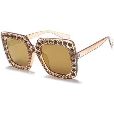 Nieuwe Mode Luxe Designer Strass Zonnebril Dames Vierkant Oversized Montuur Diamant Vintage Feestbril