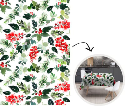 Tafelkleed - Tafellaken - 180x260 cm - Planten - Bessen - Patroon - Binnen en Buiten