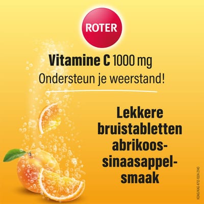 Roter Vitamine C 1000mg bruis - Hoge dosering vitamine C ter ondersteuning van je weerstand - 20 bruistabletten met abrikoos-sinaasappelsmaak