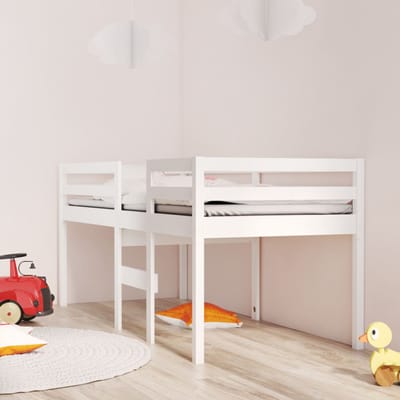 vidaXL - Hoogslaper - massief - grenenhout - wit - 90x190 - cm