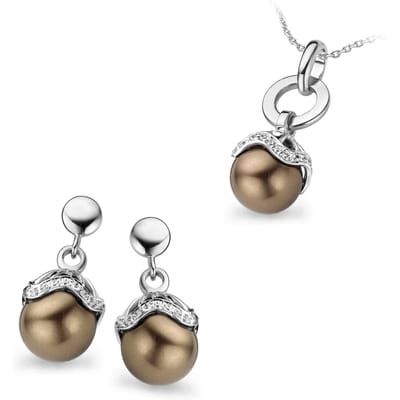 Orphelia Dames 925 Sterling Zilveren Set: Ketting-Hanger + Oorbellen - Zilver SET-5028
