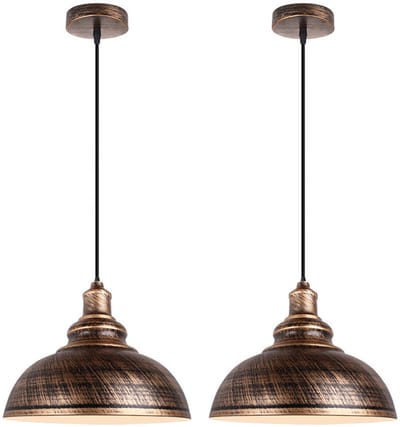 2 Stuks Hanglamp Industrieel Slaapkamer Kroonluchter E27 Plafondlamp Vintage Woonkamer Bronzen
