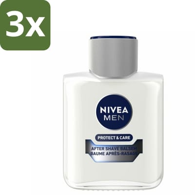 3 x NIVEA Men Aftershave Balsem Protect & Care 100 ml - Aftershave Balsem - Huid Verzorging - Scheren Na - Roodheid Voorkomen - Huid Kalmeren