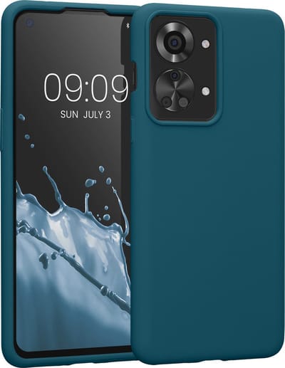 kwmobile telefoonhoesje geschikt voor OnePlus Nord 2T 5G - Hoesje met siliconen coating - Smartphone case in mat petrol