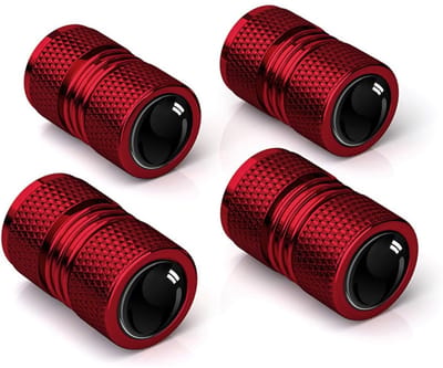 TOVBMUP Autoventieldoppen - Metalen autoventieldoppen - 4-pack - Geschikt voor auto's, fietsen, motoren - Rood