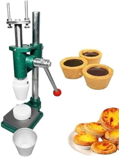 Handmatige Taartpers - Deegvormer Taartschelpen - Bakken Desserts - Stevige Gietijzeren Basis - 20 x 12 x 42 cm - Wit