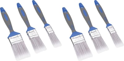 FX Tools Verfkwasten - set 6x stuks - plat - kunststof handvat - 25/38/50 mm breed - schilderen