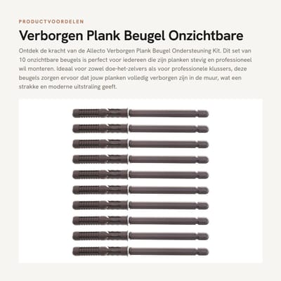 Dailygoods- Plankbeugel 10 Stuks - Verborgen Bevestigingsbeugels - Ondersteuning Kit - Duurzaam Metaal - Voor Doe-Het-Zelf Projecten - Totale Lengte 175 mm - Planksteun