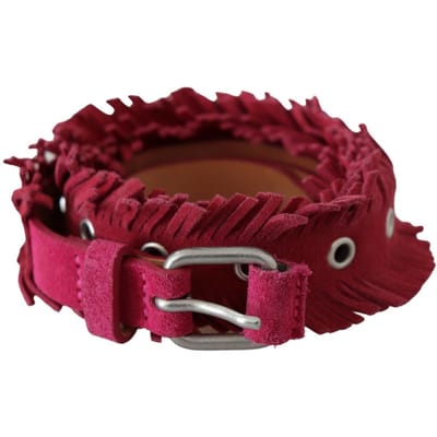 Ermanno Scervino Roestbruine Leren Fringes Zilveren Gesp Taille Gordel