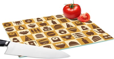 Glazen Snijplank - 28x20 - Keuken - Koken - Vintage - Patronen - Snijplanken Glas
