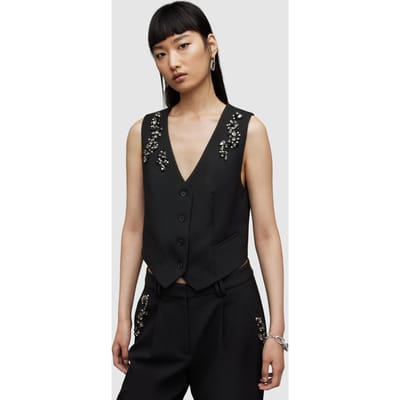 AllSaints Atlas Waistcoat Black Size: 8 | Vests Outlet | Dames | Zwart