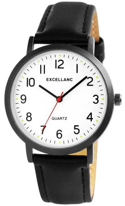 EXCELLANC Herenhorloge imitatieleer zilverkleurig, mineraalglas
