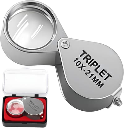 Thijox - 10x Zakvergrootglas 10x 21 mm Opvouwbaar Zilver voor Sieraden, Botanica, Medische Toepassingen, Tuinieren, Onderwijs en Hobby's