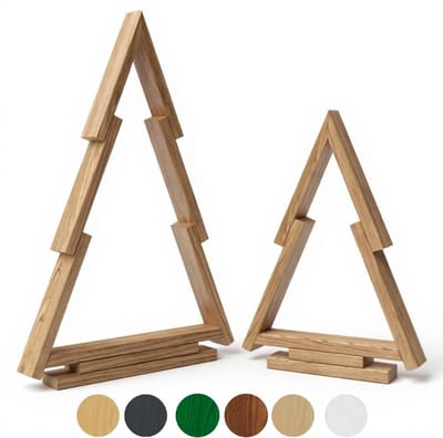 be4nature Houten Kerstboom Set 2 stuks (38 & 55 cm) - Beige, Moderne Kerstdecoratie