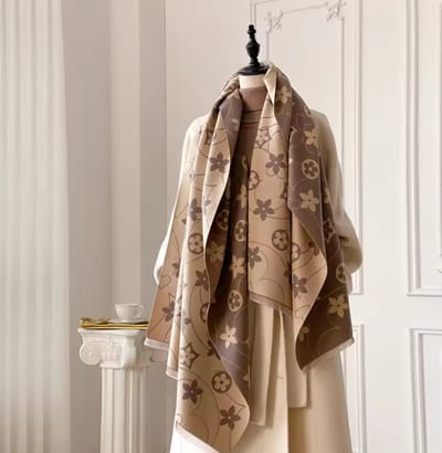 Elegante Winter sjaal voor Dames - Designer Look Bloemenprint - Dubbelzijdige Omslagdoek - Warme XL Sjaal - Stijlvol Cadeau voor Haar