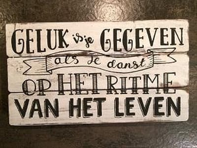 Tekstbord Geluk is je Gegeven 17 x 30 cm