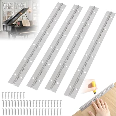 Roestvrijstalen Pianoscharnier 30 cm - Set van 4 - Duurzame en Corrosiebestendige Scharnieren voor Opbergdozen en Botenkasten
