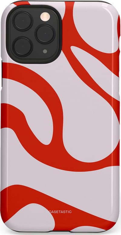Casetastic hoesje geschikt voor Apple iPhone 11 Pro - Dubbellaagse bescherming - Oranje Witte Pebbel Stenen - Fashion Case - Lichtgrijs Rood