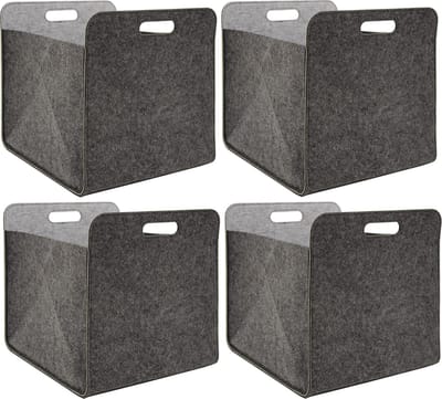 Recycled Vilt: Set van 4 Opbergmanden 33x38x33 Opbergbox voor Kallax Inzet Vilten Mand Opbergbak