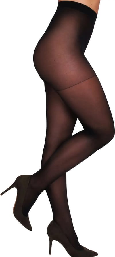 Marianne 20 Denier panty - Ladderstop - Dunne panty doorschijnend - Transparant - Katoenen kruisje - Zwart / XXL